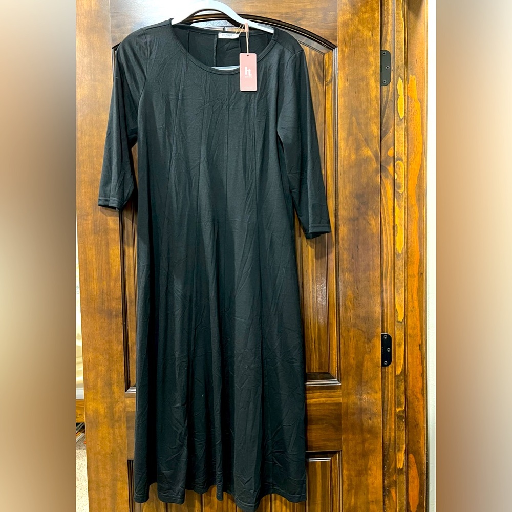 Black casual knit dress